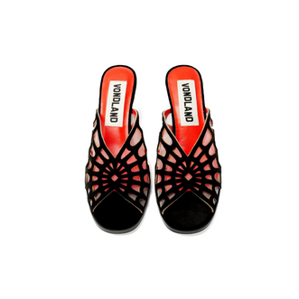 Spiderweb Kitten Heel - Black Velvet